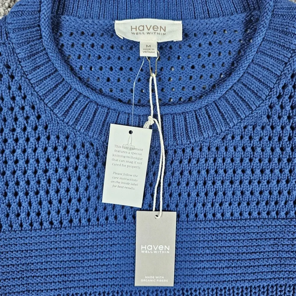 Haven Well Within Sweater Womens Medium Blue Roll Neck Pullover Organic Minimal